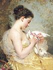 Beauty Canvas Paintings - A Beauty with Doves